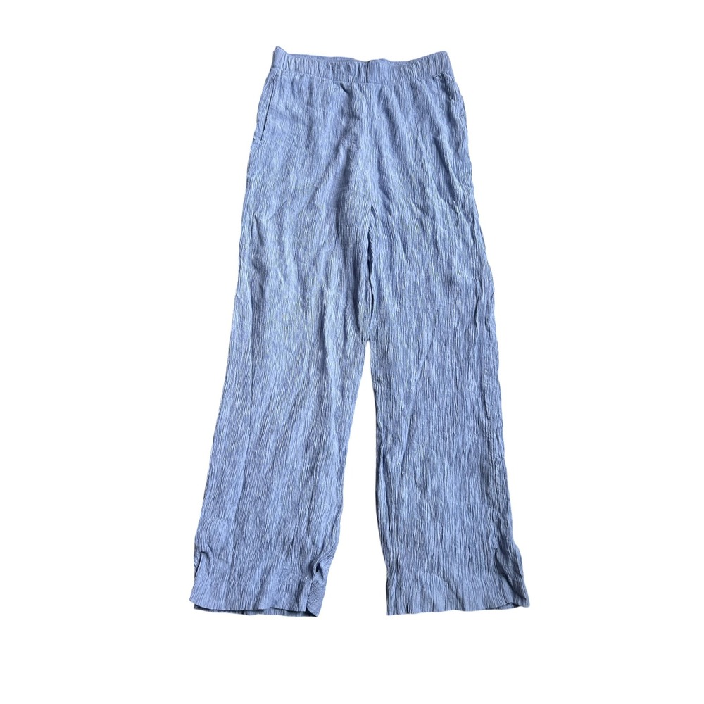 Abercrombie & Fitch Light Blue Crinkle Wide Leg Elastic Waist Pants Size Small